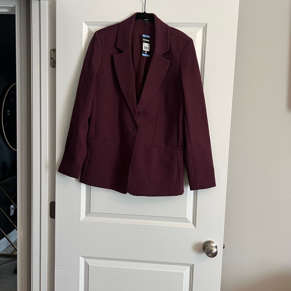 Express Women's Burgundy Single-Button Blazer
